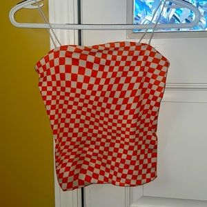 orange and white disco tank/ crop